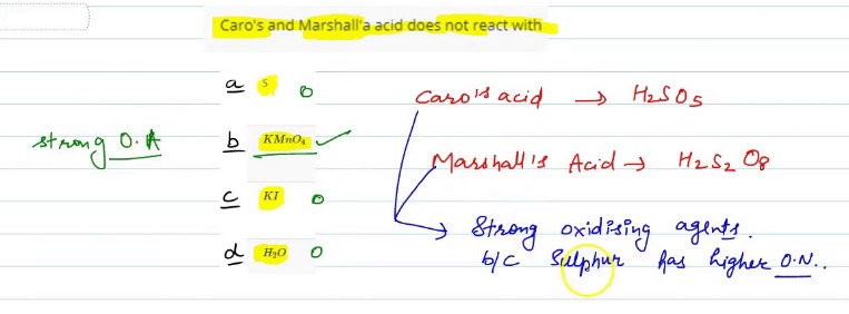 Difference Between Caros Acid And Marshalls Acid