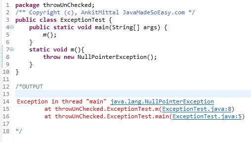 Overview of java throws
