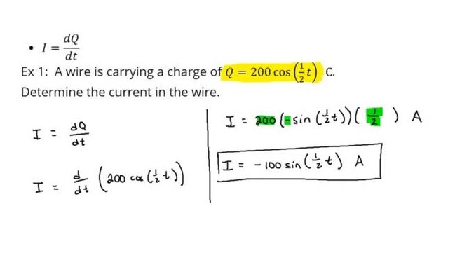 The mathematical equation that defines current and charge