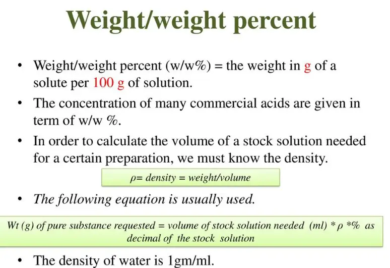 Definition and explanation of weight percent